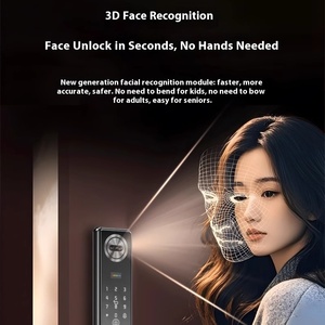 Cerradura de huella dactilar facial automática de aleación de aluminio para puerta de madera hogar electrónico Visual Cat's Eye Lock intercomunicador contraseña puerta opción - Product Image 2