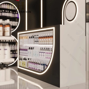 Présentoir de produits capillaires pour <span class=keywords><strong>pharmacie</strong></span>, vitrine en <span class=keywords><strong>bois</strong></span> avec éclairage LED pour magasin de cosmécéutiques - Product Image 2