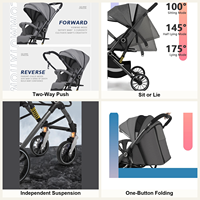 Poussette Bébé en Gros avec Siège Bidirectionnel (Assis ou Allongé), Suspension Indépendante, Pliage à un Bouton, pour Nourrissons et Tout-Petits