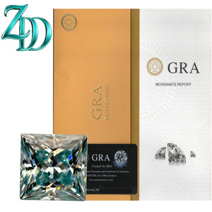 GRA Light Green Princess Cut Moissanite Loose Stone For Jewelry Making - Product Image 1