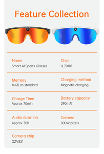 Lunettes <span class=keywords><strong>de</strong></span> sport intelligentes G5 avec IA, caméra 8MP, vidéo 1080P, Wi-Fi, vision nocturne, étanches IP67, assistant vocal à oreille ouverte, navigation AR - Product Image 6