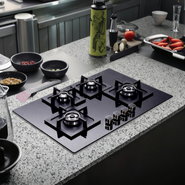 High Quantity Tempered Glass Automatic Electronic Ignition Cast Iron Bracket 4-burner Gas  Hob