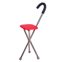 Canne pliante légère à trois pieds antidérapante avec siège, bâton de marche pour personnes âgées, tabouret, thérapie de réadaptation, béquille pour personnes handicapées
