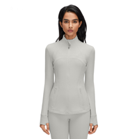 Veste de sport de yoga pour femme, coupe ajustée, respirante, col montant, fermeture éclair, manches longues, fitness, automne