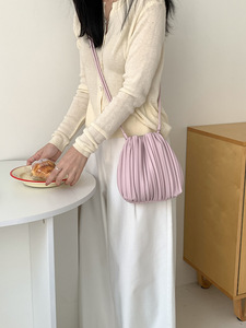 OEM ODM Soft PU Leather Pleated Cross body Bag women's drawstring bucket <b>purse</b> <b>Small</b> Personalized Women'S Shoulder Bags - Product Image 4