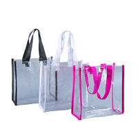 Sac à main en PVC transparent réutilisable personnalisé pas cher, sac de plage transparent, sac fourre-tout, sacs cadeaux avec poignée