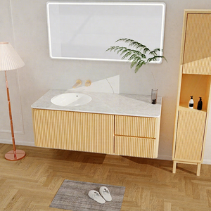 Élégant Lavabo de Salle de Bain Monobloc en Porcelaine à Surface Solide Modèle STP-2005A Marque OEM Fabriqué en Malaisie - Product Image 1