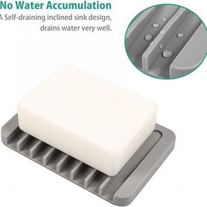 <strong>Song</strong> <strong>Da</strong> Soap Dish Tray Rectangle Plastic Self Drain Countertop Storage Black Gray White - Product Image 3