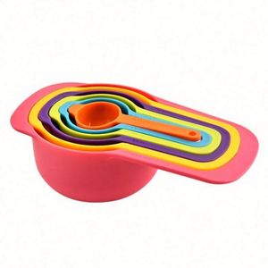 Ensemble de 6 cuillères et tasses à mesurer en plastique PP multicolores arc-en-ciel, écologiques et économiques pour la cuisine - Product Image 3