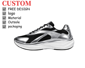 Zapatillas Deportivas Metálicas Plateadas Personalizadas para Hombre, Estilo Retro, Transpirables, Casuales, OEM ODM - Product Image 1