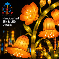 Lentera Portal Campanula Sutra Buatan Tangan Komersial Tahan Air dengan LED untuk Festival