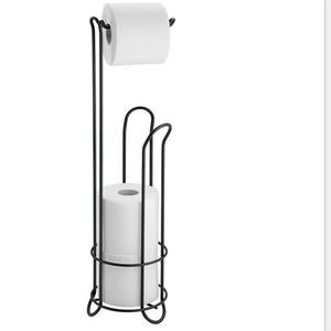 Porte-papier toilette vertical moderne en fer, écologique, sur pied, de sol au plafond, rangement pour la maison et le bureau - Product Image 2