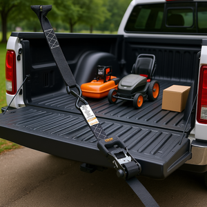 สายรัดแบบมีตัวล็อค Vevor ขนาด 1.6 นิ้ว x 8 ฟุต พร้อมตะขอรูปตัว S ทำจากโพลีเอสเตอร์ รับน้ำหนักได้ 5208 ปอนด์ สำหรับรัดสินค้าและอุปกรณ์ทำสวน - Product Image 2