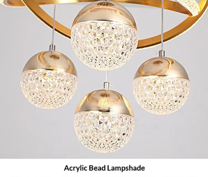 JACKSUN Gold LED 3-Farben Dimmbare Acryl-Kronleuchter mit Fernbedienung Kücheninsel-Beleuchtung Moderne Pendelleuchten - Product Image 4