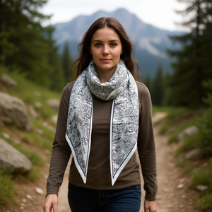 Angelina Triangular Scarf 135x60cm Printed <b>Map</b> Design Women Fashion Accessory All Seasons - Product Image 2