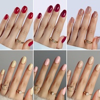Lot de faux ongles réutilisables courts en amande, vert clair uni, en gel souple, à presser, CPNP MSDS, vente en gros