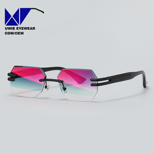 Lunettes <span class=keywords><strong>de</strong></span> soleil premium à verres dégradés pour hommes et femmes, monture exclusive en alliage sans cadre, style urbain, pour fêtes - Product Image 2