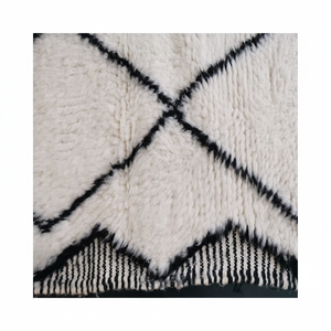 Noir et Blanc Designer Zigzag Motif Tapis Main Bloc Impression Motif Dhurries 100% Coton Matériel Tapis pour La Vie À La Maison - Product Image 1