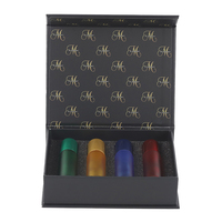 Boîte cadeau magnétique personnalisée avec logo en feuille d'or, insert en éponge à 4 fentes, boîte rigide pour flacon d'huile parfumée, boîte en carton en forme de livre