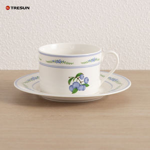 Fabricante chino de cerámica, juego de vajilla de porcelana de cerámica con diseño de uva morada, 16/18 piezas, elegante, estilo nórdico, con calcomanía personalizada, muestra OEM. - Product Image 4