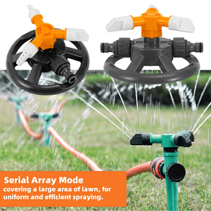 Rociadores de agua de césped de jardín de plástico giratorios automáticos de 3 vías de 360 grados con soporte de base - Product Image 6
