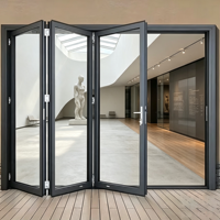 Porte pliante moderne à rupture de pont thermique double vitrage HUACAI pour réception d'entreprise