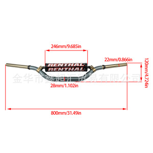 แฮนด์จักรยานยนต์ Zuqing Renthal ขนาด 28 มม. ไทเทเนียม สำหรับรถออฟโรด สีฟ้า สีส้ม สีแดง สีม่วง สีดำ - Product Image 2
