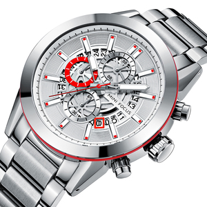 Skmei-montre de sport pour hommes, MINI FOCUS MF0285G, nouveau chronographe <span class=keywords><strong>noir</strong></span>, bracelet en <span class=keywords><strong>acier</strong></span> inoxydable, à Quartz, décontractée, <span class=keywords><strong>horloge</strong></span> - Product Image 2
