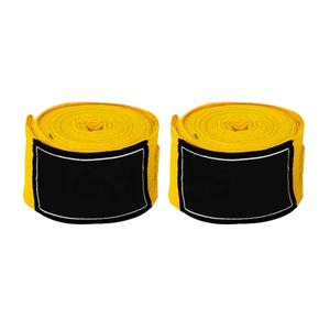 Venta al por mayor de algodón amarillo de alta resistencia/poliéster Kickboxing MMA envolturas de mano con logotipo personalizado boxeo Muay Thai entrenamiento de protección de manos - Product Image 3