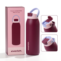 Bouteille d'eau isotherme en acier inoxydable avec couvercle 2-en-1 paille et bec verseur, garde au froid 24h, anti-fuite, compatible porte-gobelet, écologique, pour adultes