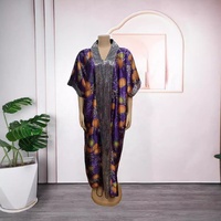 Robe boubou florale de luxe en diamant, nouvelle mode africaine 2025, avec poches des deux côtés, décontractée, ample, grande taille pour femmes K0716