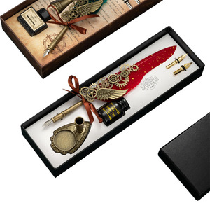 Cadeau de la Saint-Valentin, <span class=keywords><strong>plume</strong></span> à encre européenne, <span class=keywords><strong>plume</strong></span> à plumes médiévale et ensemble d'encre, ensemble de calligraphie <span class=keywords><strong>vintage</strong></span> britannique, ensemble de quilling pour étudiants - Product Image 1