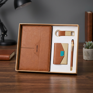 Set de Regalo Ejecutivo de Cuero PU Marrón: Libreta, Bolígrafo, Tarjetero y Llavero USB Metálico - Product Image 5