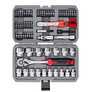 3/8 In Socket <b>Set</b> 64 Piece Cr-V Steel Ratchet Wrench <b>Screwdriver</b> <b>Bit</b> Kit For Car And Mechanical Repair - Product Image 1