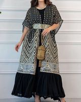 Robe musulmane Femme Abaya Kaftan Caftan Marocain Ramadan 2024 Robe Loose Ladies Plus Size Womens Clothing Two Piece Abaya Set