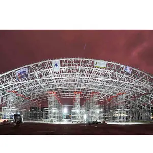 LF Waterproof Long Span Steel Space Frame Structure Train Station Canopy