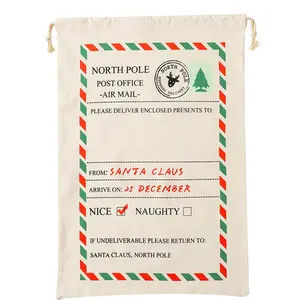 Hot Santa Sack Cadeau Festival Tassen Kerst Custom Canvas Trekkoord Tassen