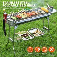 Barbecue portatif multifonctionnel en métal pour camping en plein air Barbecue à charbon pliable en acier inoxydable facile à transporter