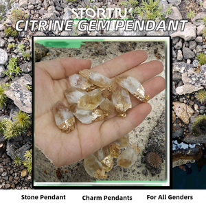 Классическое ожерелье-подвеска из натурального друзового цитрина с позолотой, модное украшение для женщин и мужчин - Product Image 2