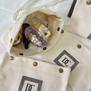 BSCI Custom Eco Friendly Recycling Canvas Cosmetic <b>Bags</b> With Button Travel Canvas Zipper <b>Make</b> <b>up</b> Pouch - Product Image 3