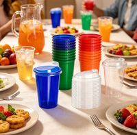 Gobelets en plastique jetables et réutilisables multicolores en gros avec couvercles rabattables pour boissons froides, fêtes, pique-niques, bars et événements