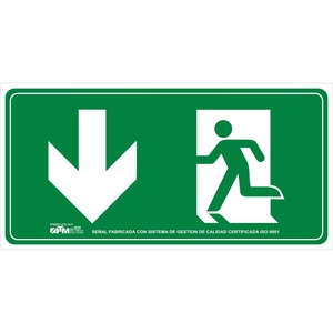Señal de evacuación flecha abajo, material PVC, visibilidad, resistente a la intemperie, para orientar en situaciones de - Product Image 1