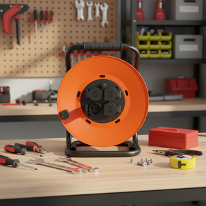 Enrouleur de câble portable en plastique 16A IP44 25/<span class=keywords><strong>50M</strong></span> avec prise Schuko, disjoncteur thermique et voyant lumineux - Product Image 3