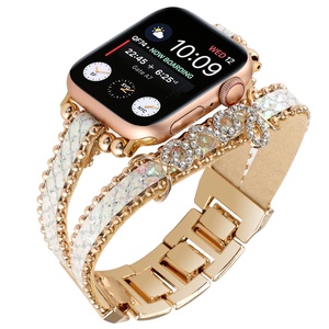 Mode rétro <span class=keywords><strong>amour</strong></span> Bracelet en cuir pour Apple Watch 7 6 5 bande bijoux faits à la main bracelet pour iWatch bracelet en cuir 41mm 45mm - Product Image 1
