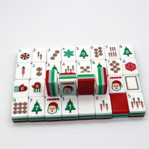 Juego de Mahjong de Plástico Rojo de Lujo Moderno, en Oferta, con Fichas Acrílicas Grabadas de Cuatro Capas en Estilo Navideño para Póker - Product Image 2