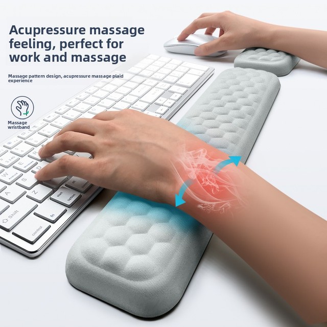 2Pcs/Set Slow Rebound Mouse Wrist Support Pad Wrist Rest PU Non-Slip Base Ergonomic Mouse Pad Waterproof Comfort