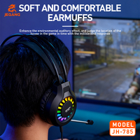 Headset Gaming Berkabel Over Ear, Headphone Gaming Lampu RGB Pelangi dengan Mikrofon Omnidirectional untuk PC, Notebook