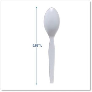 Lot de 100 cuillères jetables blanches Boardwalk, durables, 6 pouces, poids moyen, en polystyrène, couverts robustes, vaisselle en plastique Boardwalk - Product Image 4