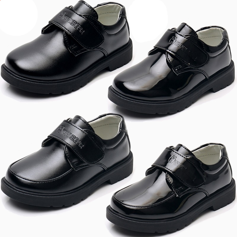 Black Shoes Boys Leather Boys Wholesale Fashion Little Gentlemen's Business Style Black Casual Shoes Kids Boys School Shoes