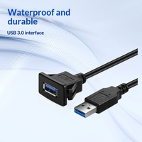 Câble d'extension USB 3.0 carré étanche à un port en cuivre pour tableau de bord de voiture, bateau, moto, 1 mètre